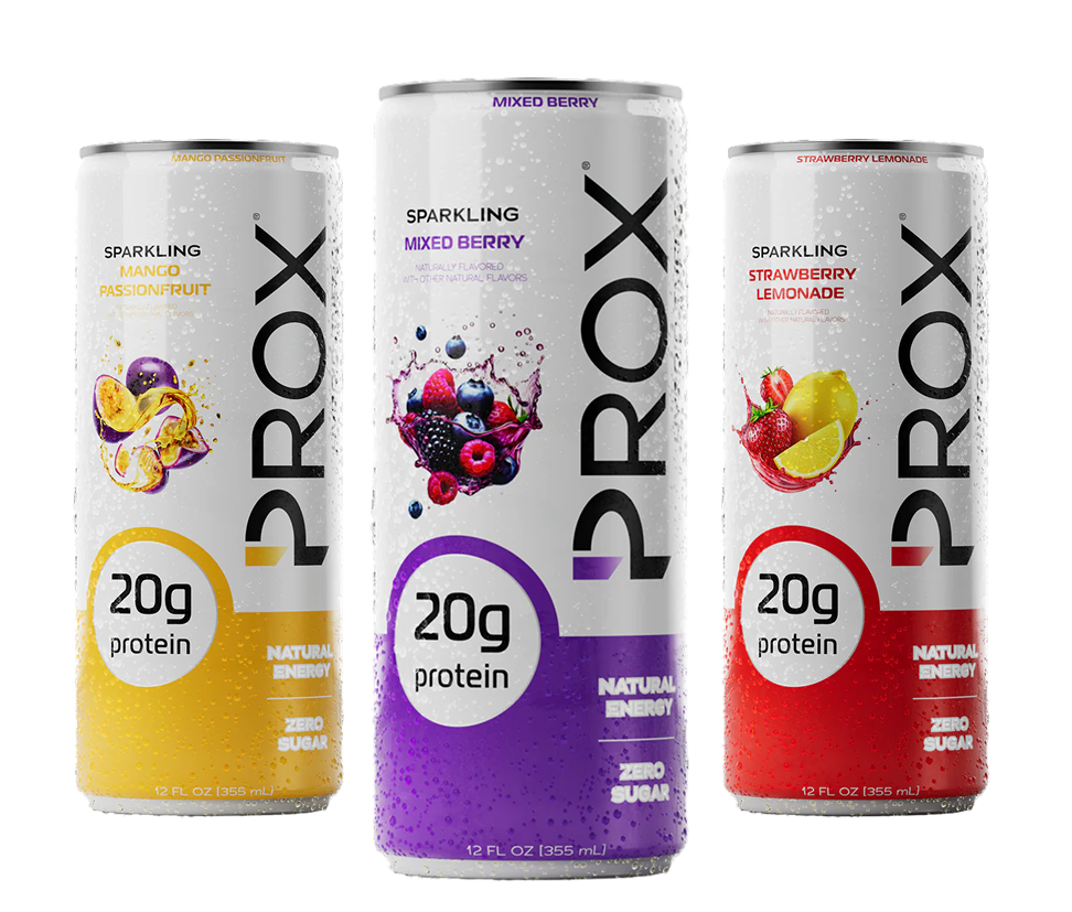 Prox protein energy drink cans